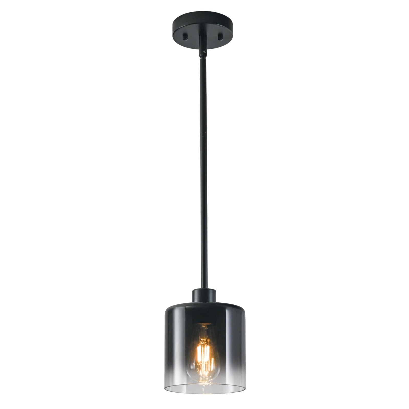 3-Pack Black Pendant Light Fixtures, Adjustable Modern Pendant Lights for Kitchen Island, Industrial Glass Pendant Lights for Dining Table Hallway Bedroom Living Room