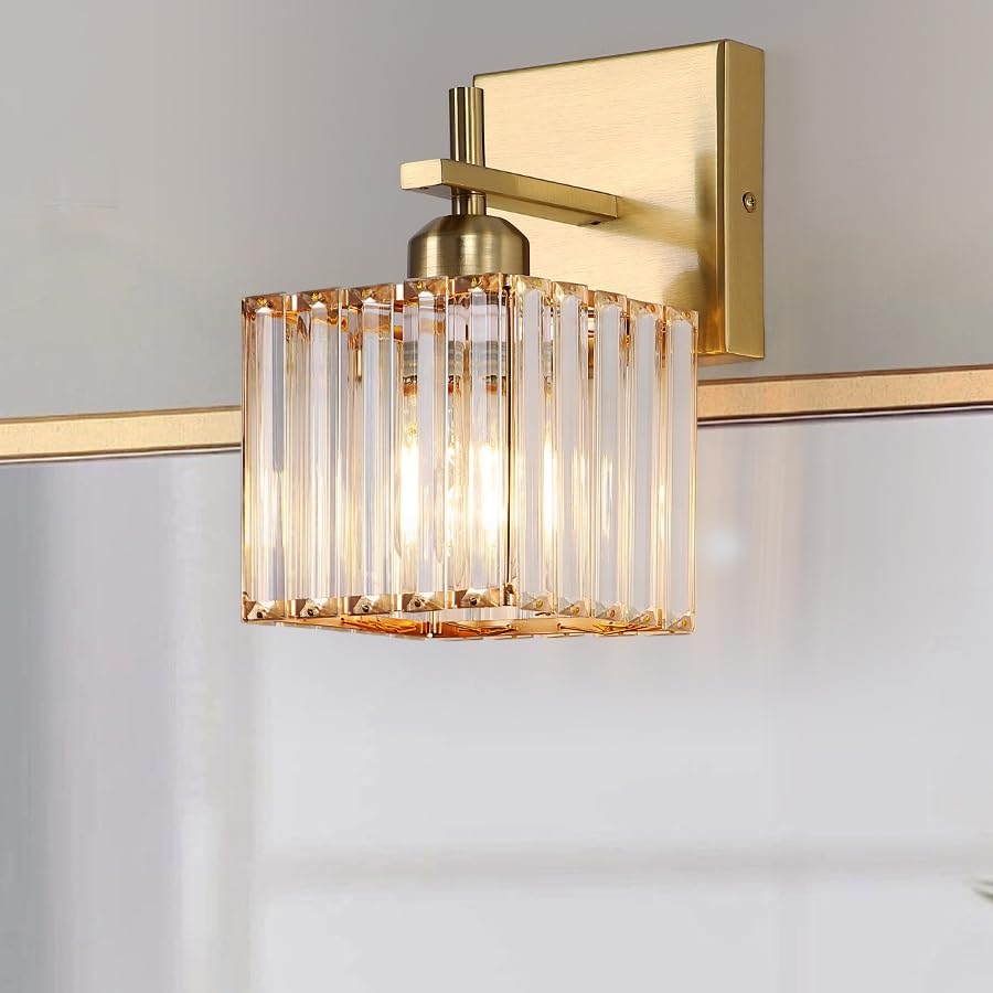 Modern Crystal Bathroom Vanity Lights, 3-Lights Matte Black Bathroom Light Fixtures Over Mirror,Wall Lamp for Living Room Hallway Cabinet