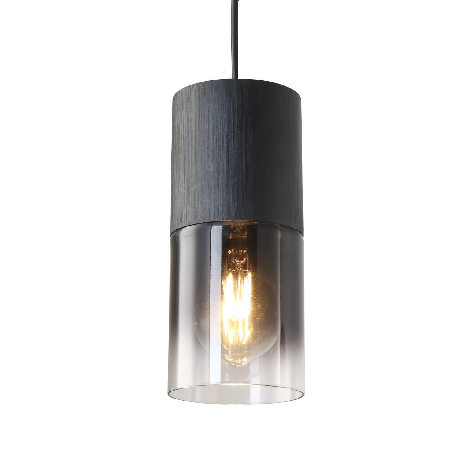 3-Pack Black Pendant Light Fixtures, Adjustable Modern Pendant Lights for Kitchen Island, Industrial Glass Pendant Lights for Dining Table Hallway Bedroom Living Room
