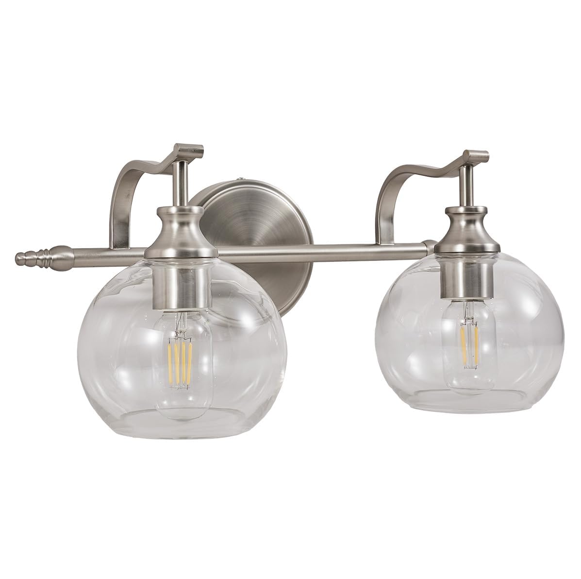 ANDY STAR 2 Light Bathroom Vanity Light, Matte Black Bathroom Light Fixtures, Modern Wall Sconce with Clear Globe Glass Shade, Farmhouse Wall Lamp for Bathroom, Living Room, Hallway, Cabinet, Porch