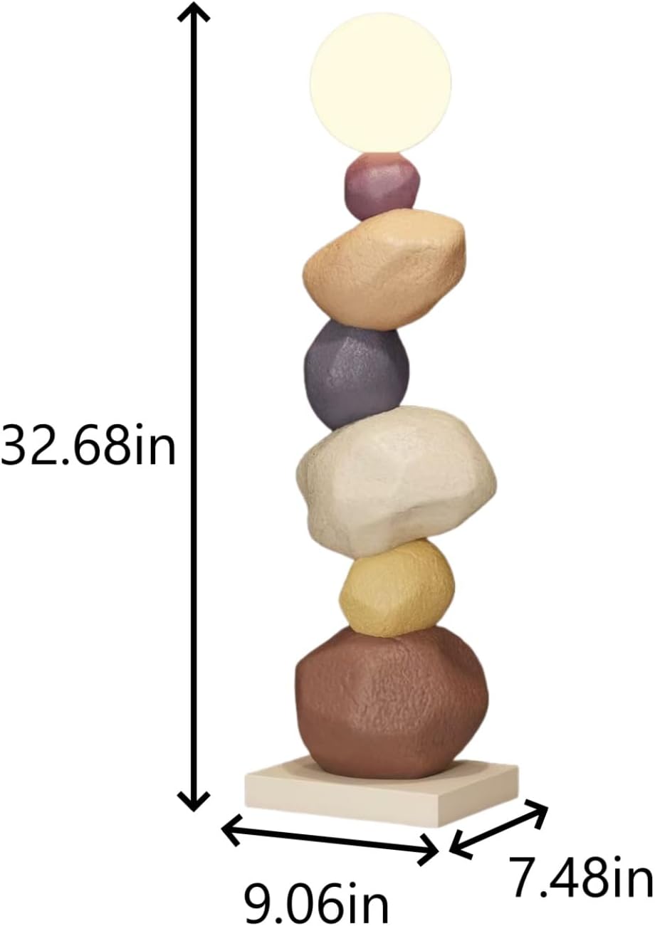 Pebble Stacked Stone Floor Lamp - Modern Nordic LED RGB Touch Light, Tri Color Dimming Atmosphere Light, Artistic Zen Design for Living Room, Bedroom, and Corner, Key Lighting (Brown)