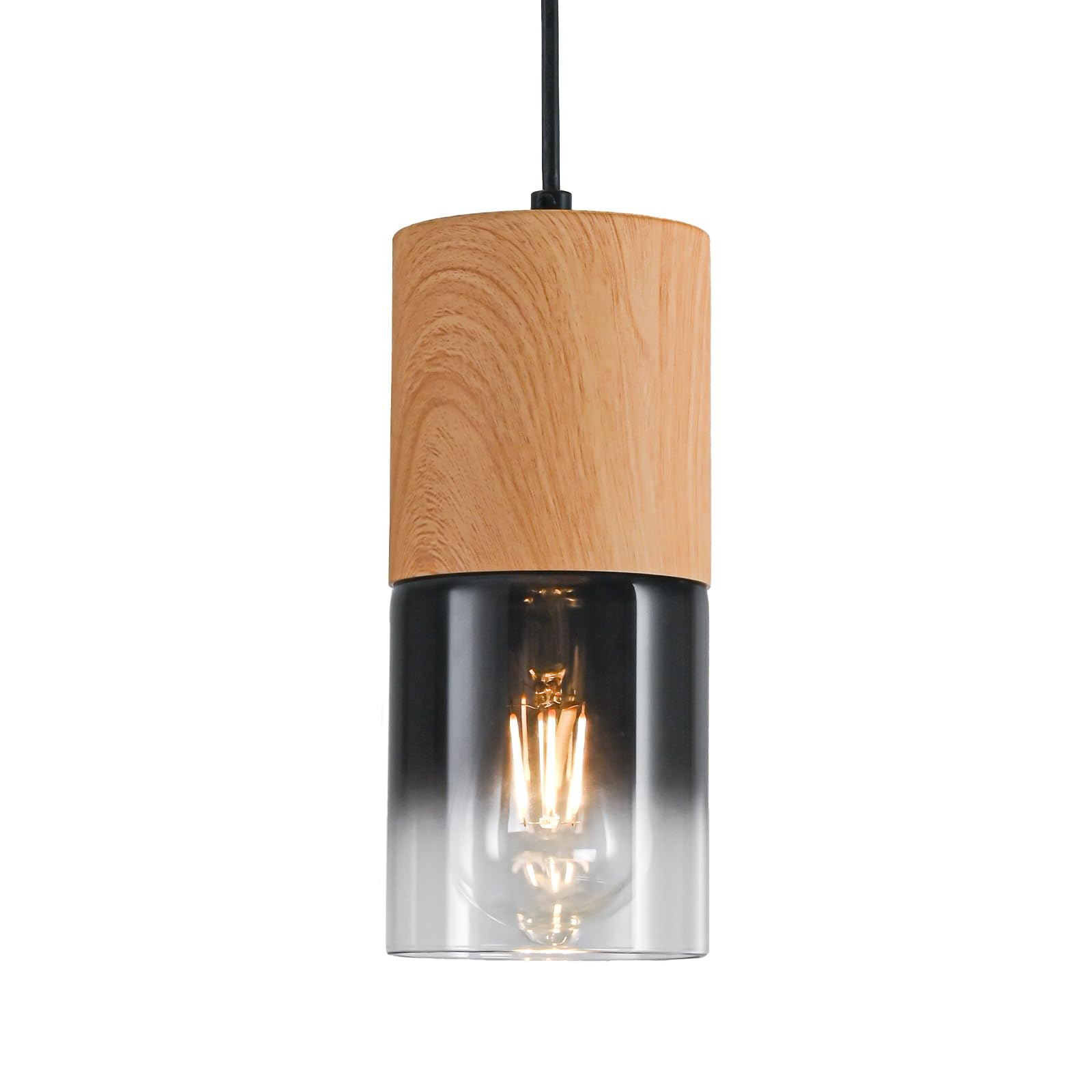 3-Pack Black Pendant Light Fixtures, Adjustable Modern Pendant Lights for Kitchen Island, Industrial Glass Pendant Lights for Dining Table Hallway Bedroom Living Room