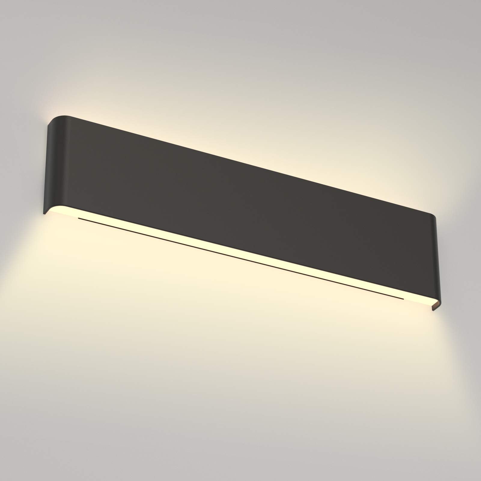 Aipsun 15.8in Matte Black Modern Vanity Light Up and Down LED Vanity Light for Bathroom Wall Lighting Fixtures (Warm Light 3000K)