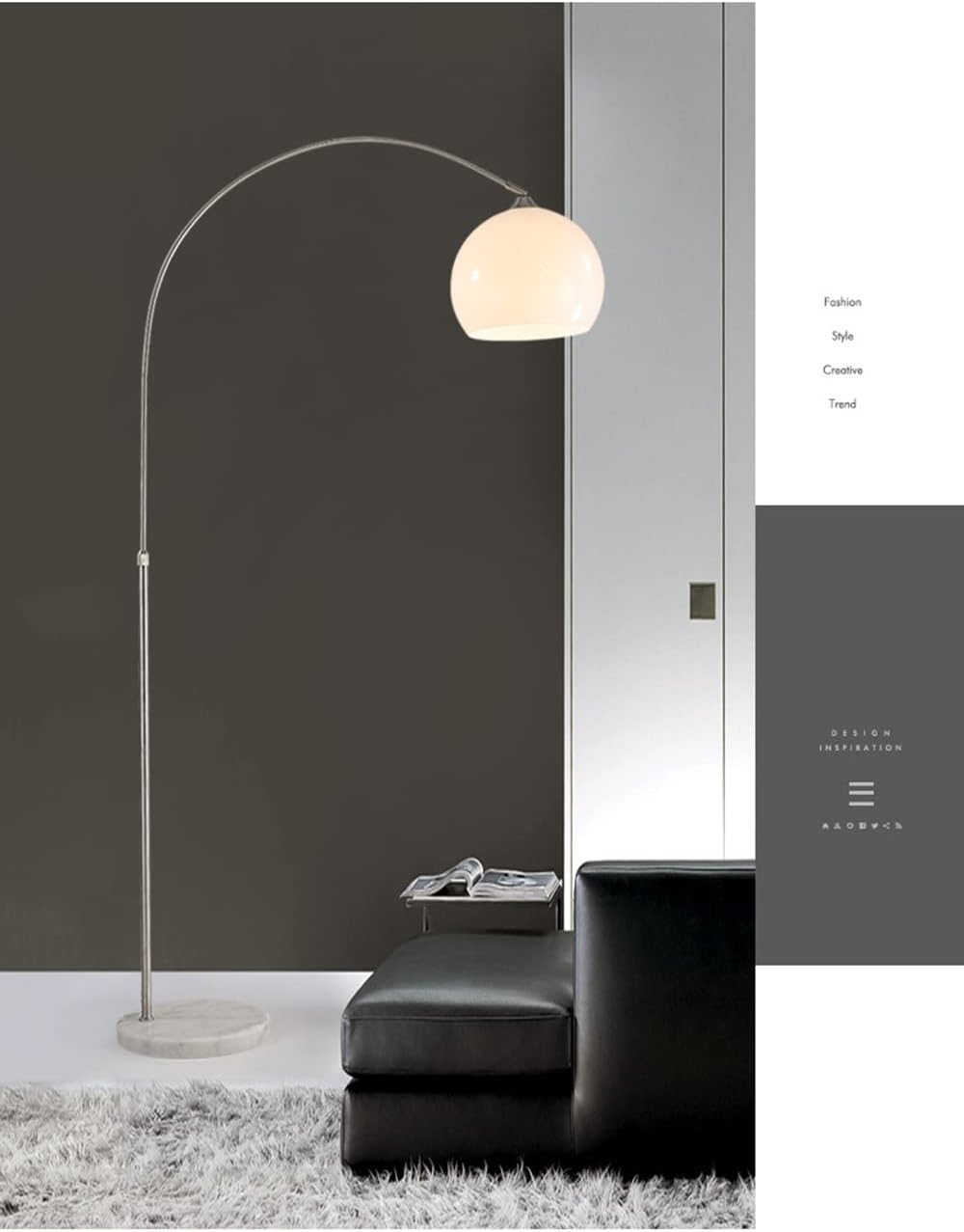 Nordic Simple Floor Lamp with White Shade, Arc Reading Lamp for Living Room, Study Room&Bedroom Beside,Creative Art Deco Bauhaus Standing Lamps for Ambient Lighting