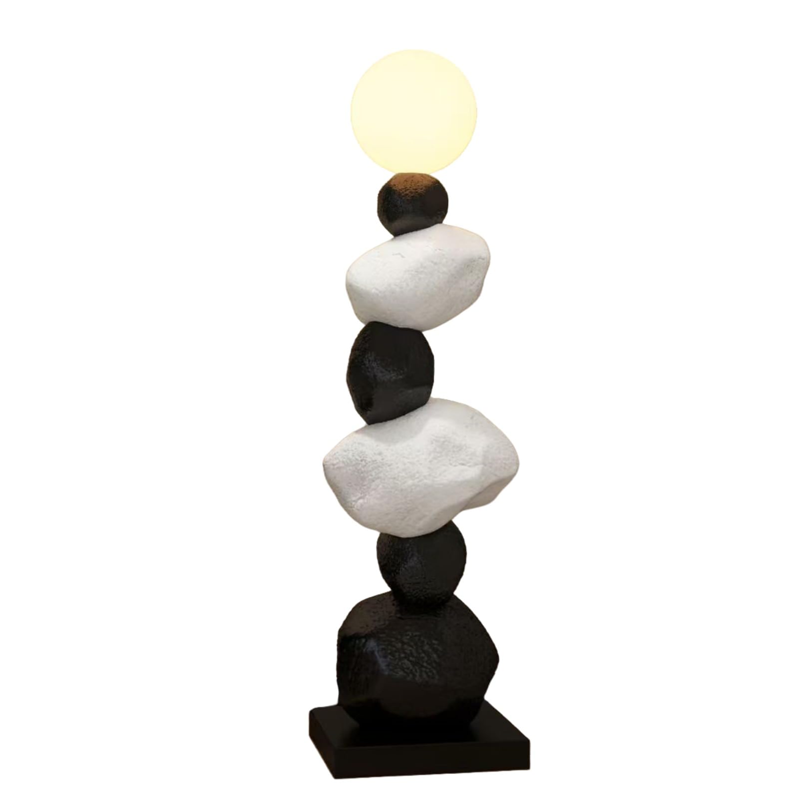 Pebble Stacked Stone Floor Lamp - Modern Nordic LED RGB Touch Light, Tri Color Dimming Atmosphere Light, Artistic Zen Design for Living Room, Bedroom, and Corner, Key Lighting (Brown)