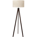 LEPOWER Wood Tripod Floor Lamp, Mid Century Standing Lamp, Modern Design Studying Light for Living Room, Bedroom, Study and Office, Flaxen Linen Shade with E26 Base Brown