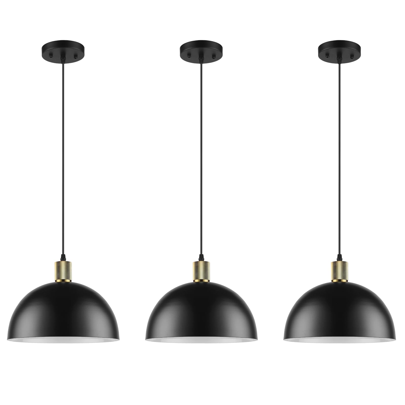 Black Farmhouse Pendant Light - 2 Pack Industrial Vintage Hanging Light Fixtures Metal Wire Cage Pendant Lighting with Adjustable Chain for Kitchen Barn Hallway Porch Dining Room