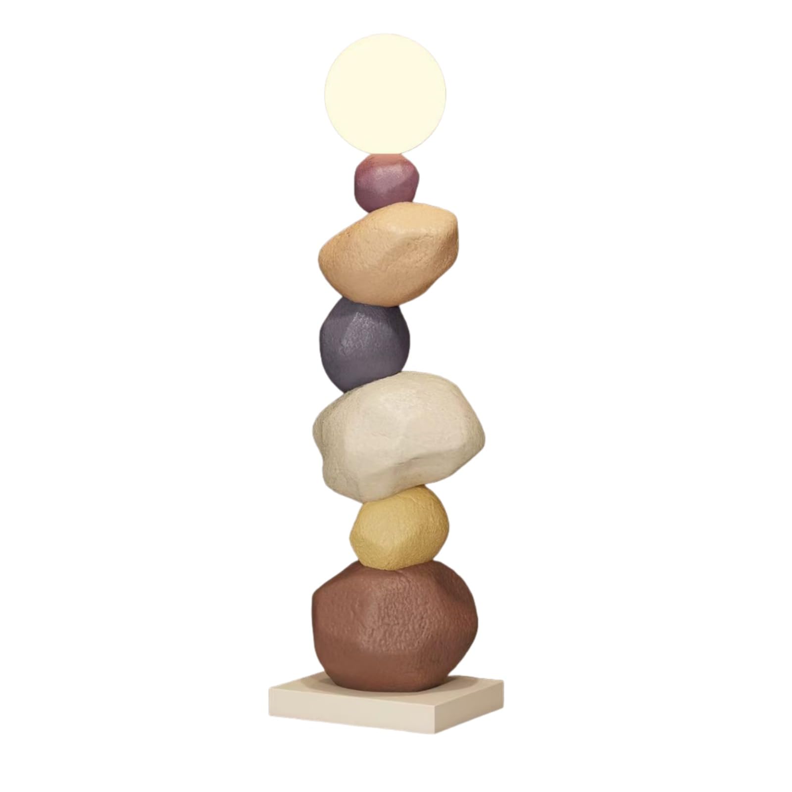 Pebble Stacked Stone Floor Lamp - Modern Nordic LED RGB Touch Light, Tri Color Dimming Atmosphere Light, Artistic Zen Design for Living Room, Bedroom, and Corner, Key Lighting (Brown)