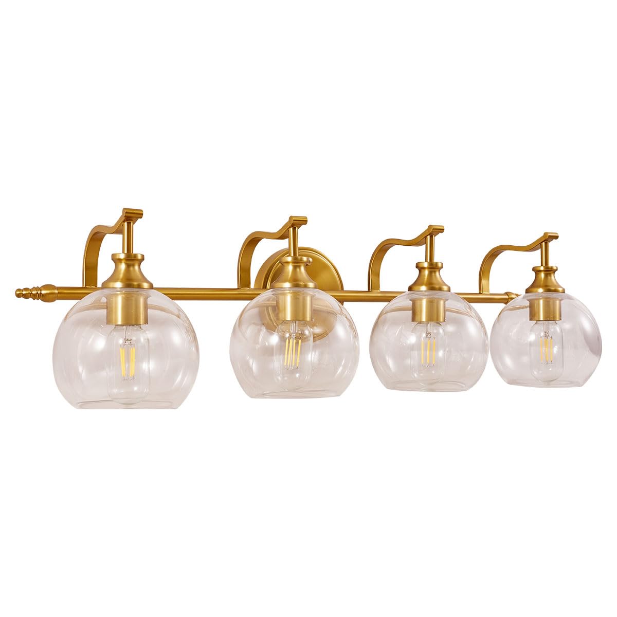 ANDY STAR 2 Light Bathroom Vanity Light, Matte Black Bathroom Light Fixtures, Modern Wall Sconce with Clear Globe Glass Shade, Farmhouse Wall Lamp for Bathroom, Living Room, Hallway, Cabinet, Porch