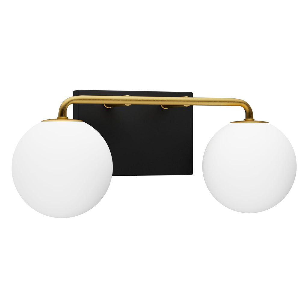 Tipace Mid Century Modern Bathroom Vanity Lights Fixtures 3-Light Black Milk White Globe Glass Industrial Vanity Lighting Over Mirror (Exclude Bulb)