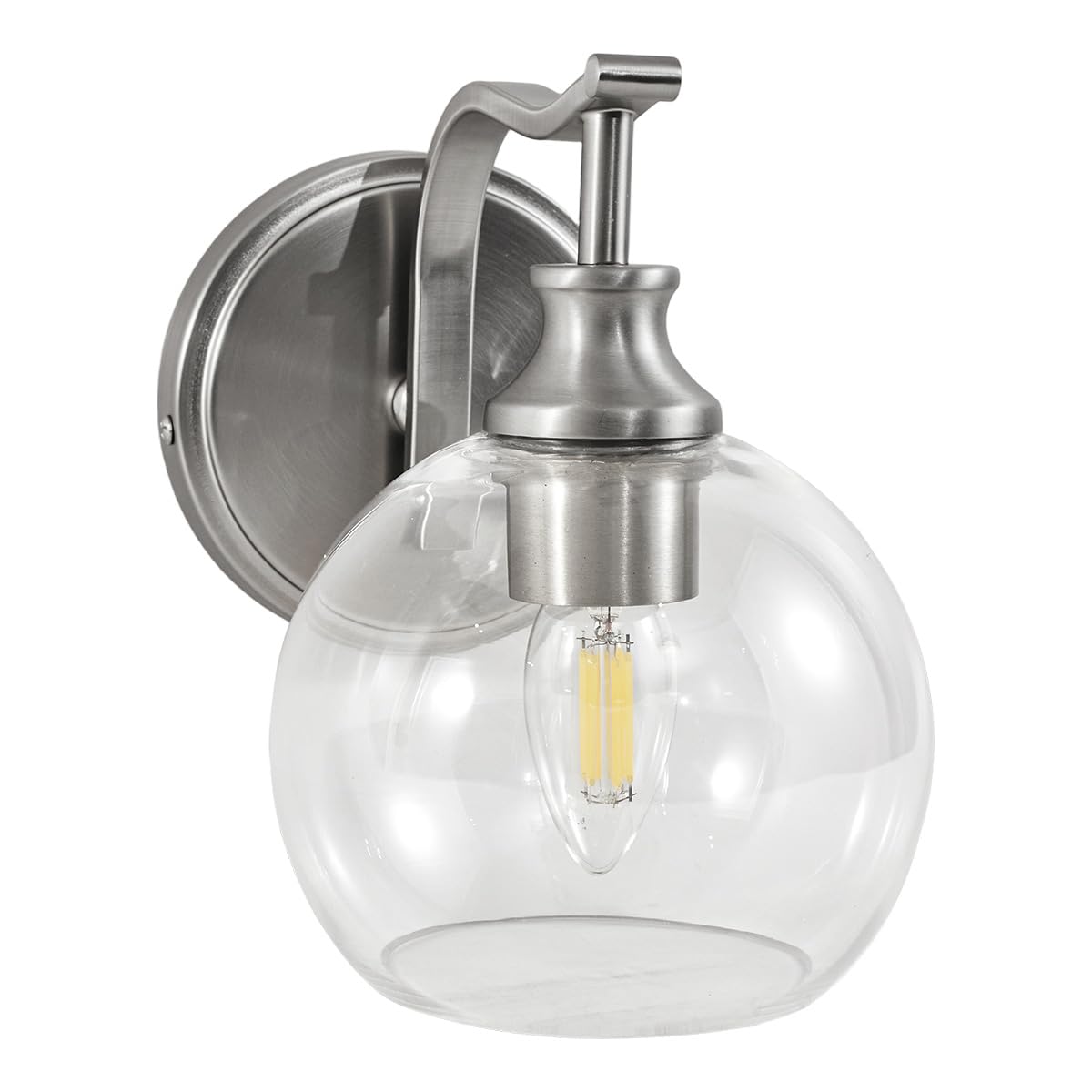 ANDY STAR 2 Light Bathroom Vanity Light, Matte Black Bathroom Light Fixtures, Modern Wall Sconce with Clear Globe Glass Shade, Farmhouse Wall Lamp for Bathroom, Living Room, Hallway, Cabinet, Porch