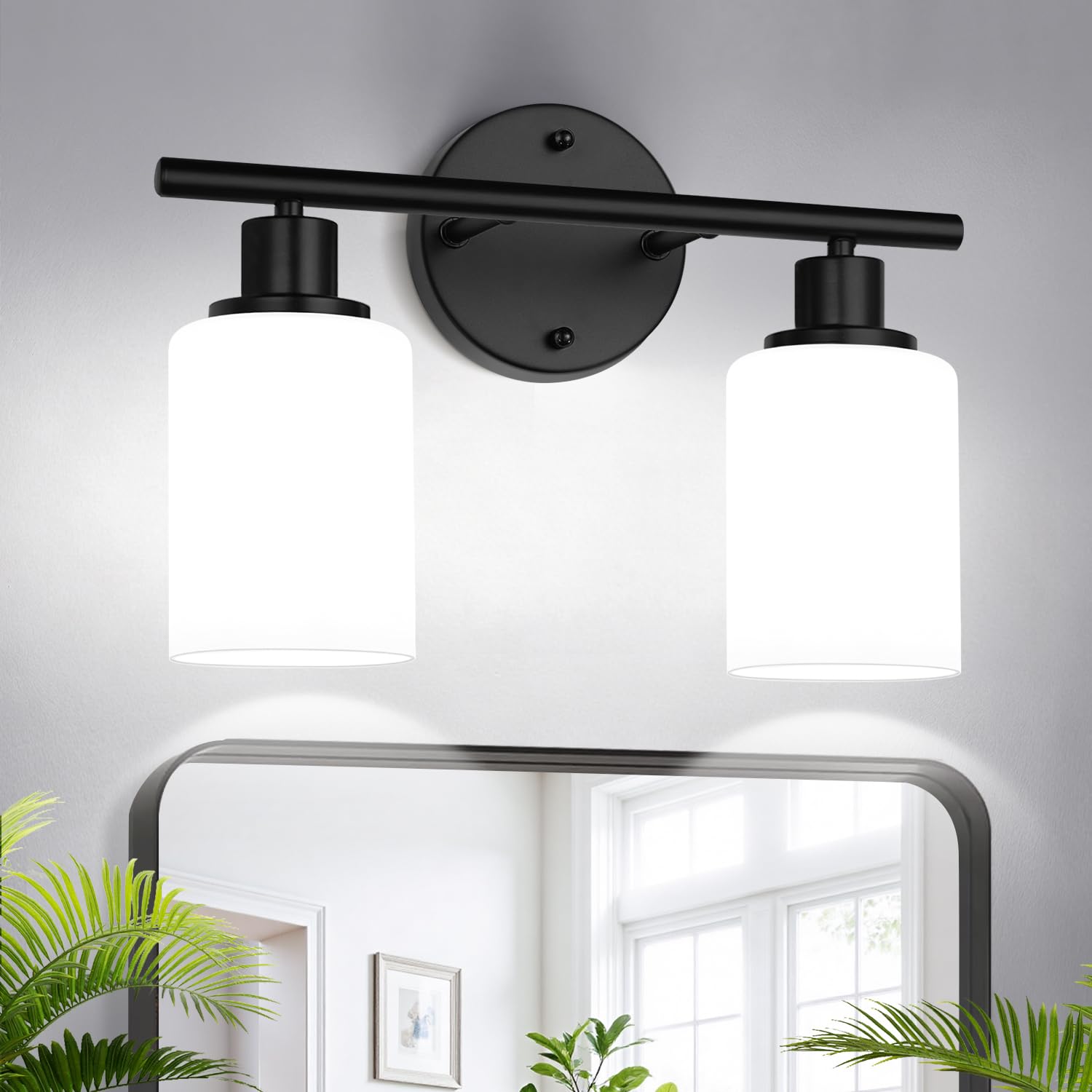 Zarbitta 3-Light Bathroom Light Fixtures, 17.23" Black Modern Vanity Lights with Clear Glass Shade, Bathroom Wall Lamp for Mirror Kitchen Living Room Hallway Cabinet Porch