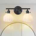 Matte Black 2 Light Bathroom Vanity Light,14.9in Modern Bathroom Lighting Fixtures Over Mirror with Clear Crystal Glass Shade,Vintage Vanity Lights for Bathroom Living Room Bedroom（not include bulbs)