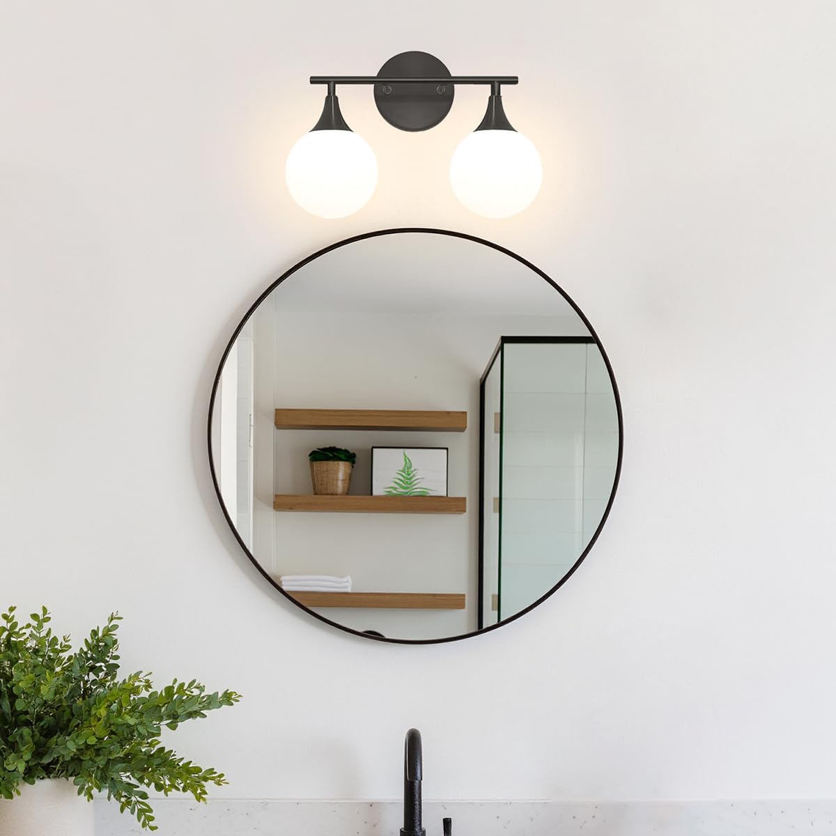 Daunton Modern Matte Black Bathroom Vanity Light - Energy Efficient G9 Base Bathroom Lighting Fixtures Over Mirror, Anti-Glare 14.2 Inch Soft Illumination for Makeup & Shaving, Stylish and Affordable