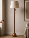 MOFFE 65" Mid Century Real Wood Floor Lamp with Remote, Sculptural Standing Lamp with Teardrop Base & Wooden Pull Chain, Dimmable with Adjustable Color Temperature & Timer (Bulb Included)