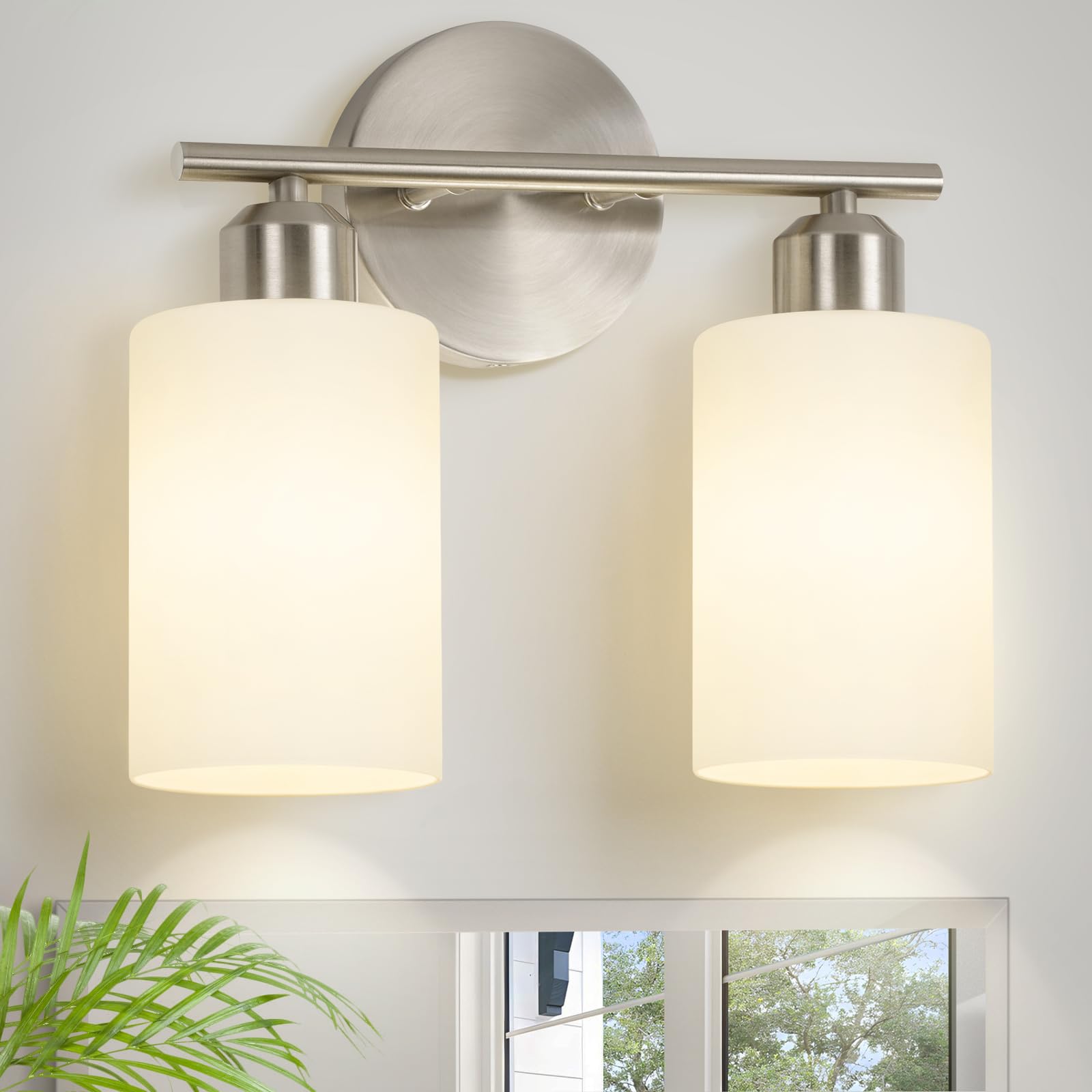 Modern Vanity Lights - Matte Black, Clear Glass Shade, Wall Sconce for Bathroom & Bedroom, 2 Pack