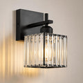 Modern Crystal Bathroom Vanity Lights, 3-Lights Matte Black Bathroom Light Fixtures Over Mirror,Wall Lamp for Living Room Hallway Cabinet