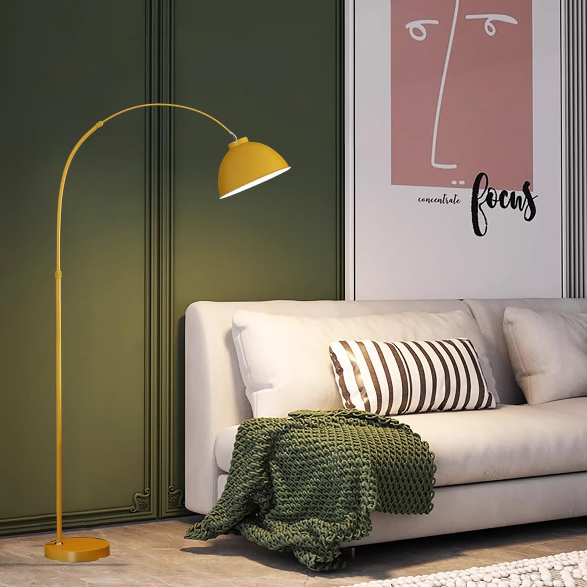 Nordic Simple Floor Lamp with White Shade, Arc Reading Lamp for Living Room, Study Room&Bedroom Beside,Creative Art Deco Bauhaus Standing Lamps for Ambient Lighting