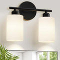 Modern Vanity Lights - Matte Black, Clear Glass Shade, Wall Sconce for Bathroom & Bedroom, 2 Pack