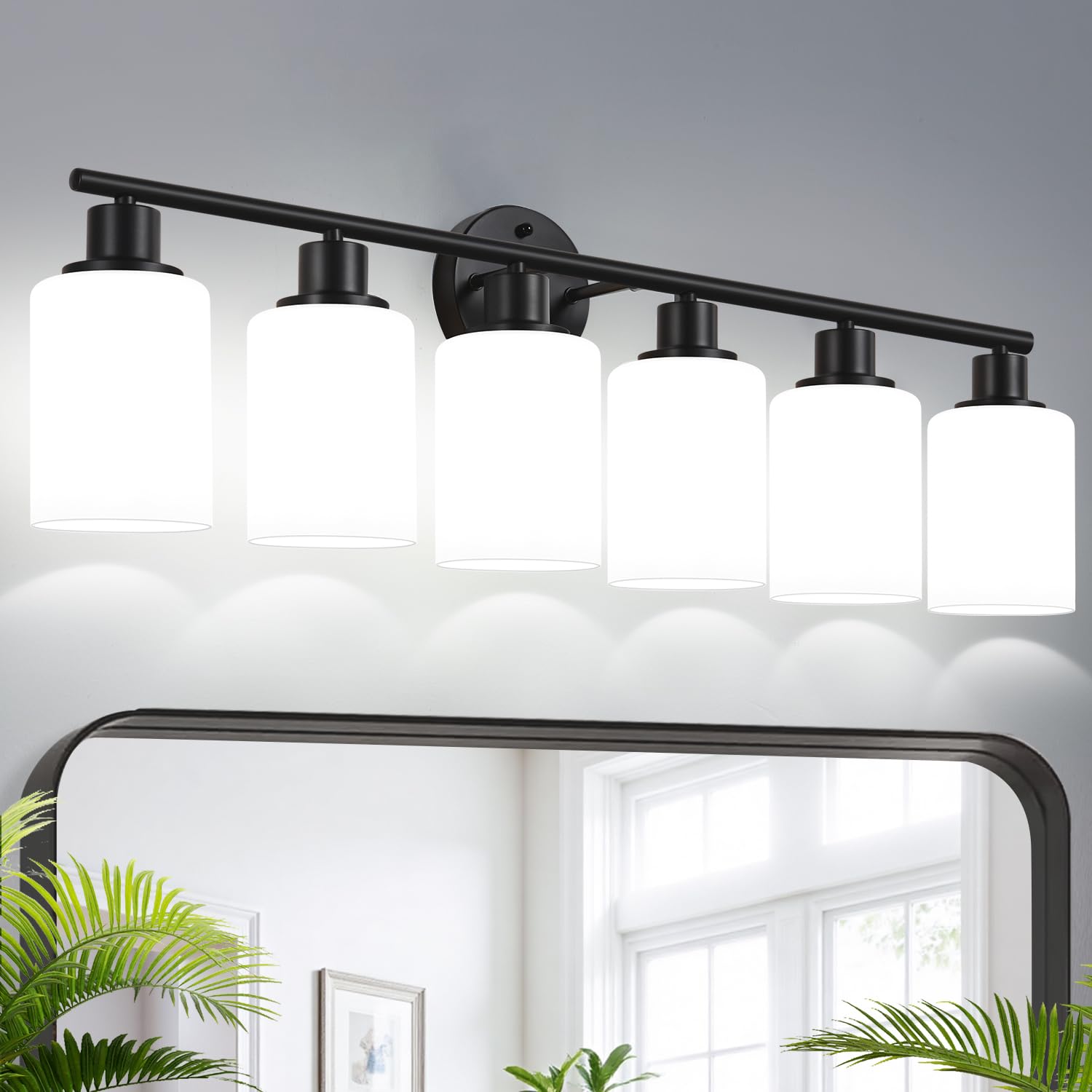 Zarbitta 3-Light Bathroom Light Fixtures, 17.23" Black Modern Vanity Lights with Clear Glass Shade, Bathroom Wall Lamp for Mirror Kitchen Living Room Hallway Cabinet Porch