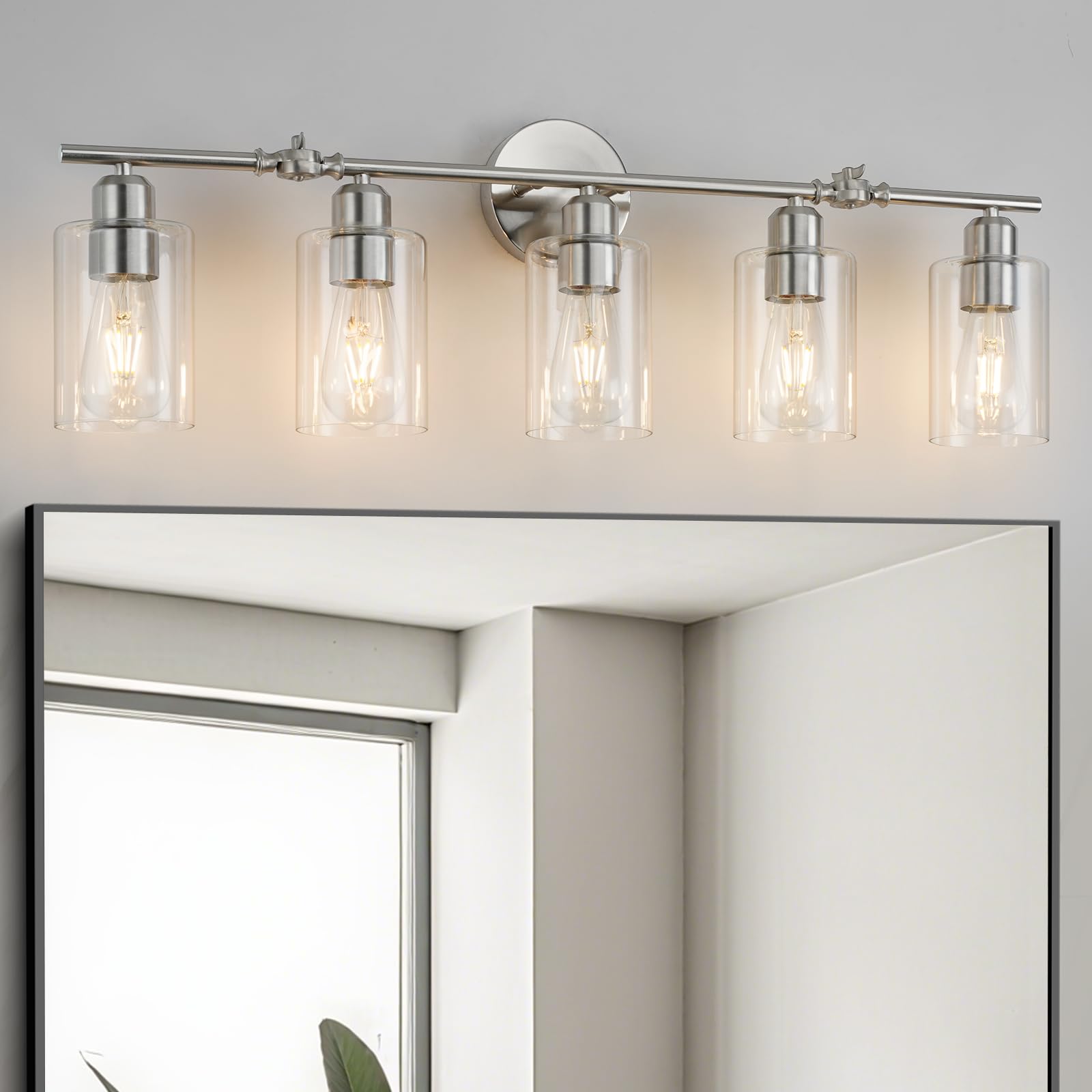 Modern Vanity Lights - Matte Black, Clear Glass Shade, Wall Sconce for Bathroom & Bedroom, 2 Pack