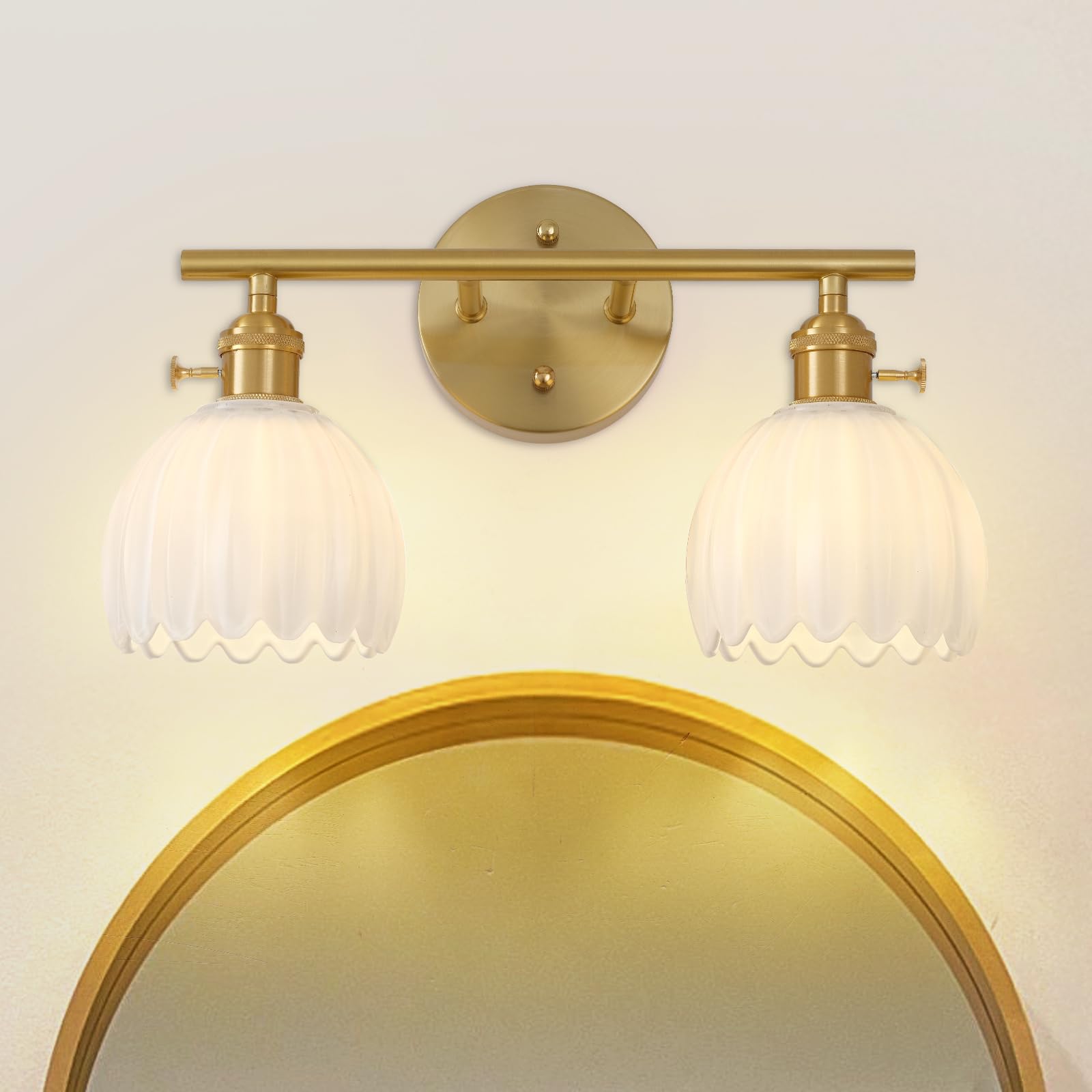Matte Black 2 Light Bathroom Vanity Light,14.9in Modern Bathroom Lighting Fixtures Over Mirror with Clear Crystal Glass Shade,Vintage Vanity Lights for Bathroom Living Room Bedroom（not include bulbs)