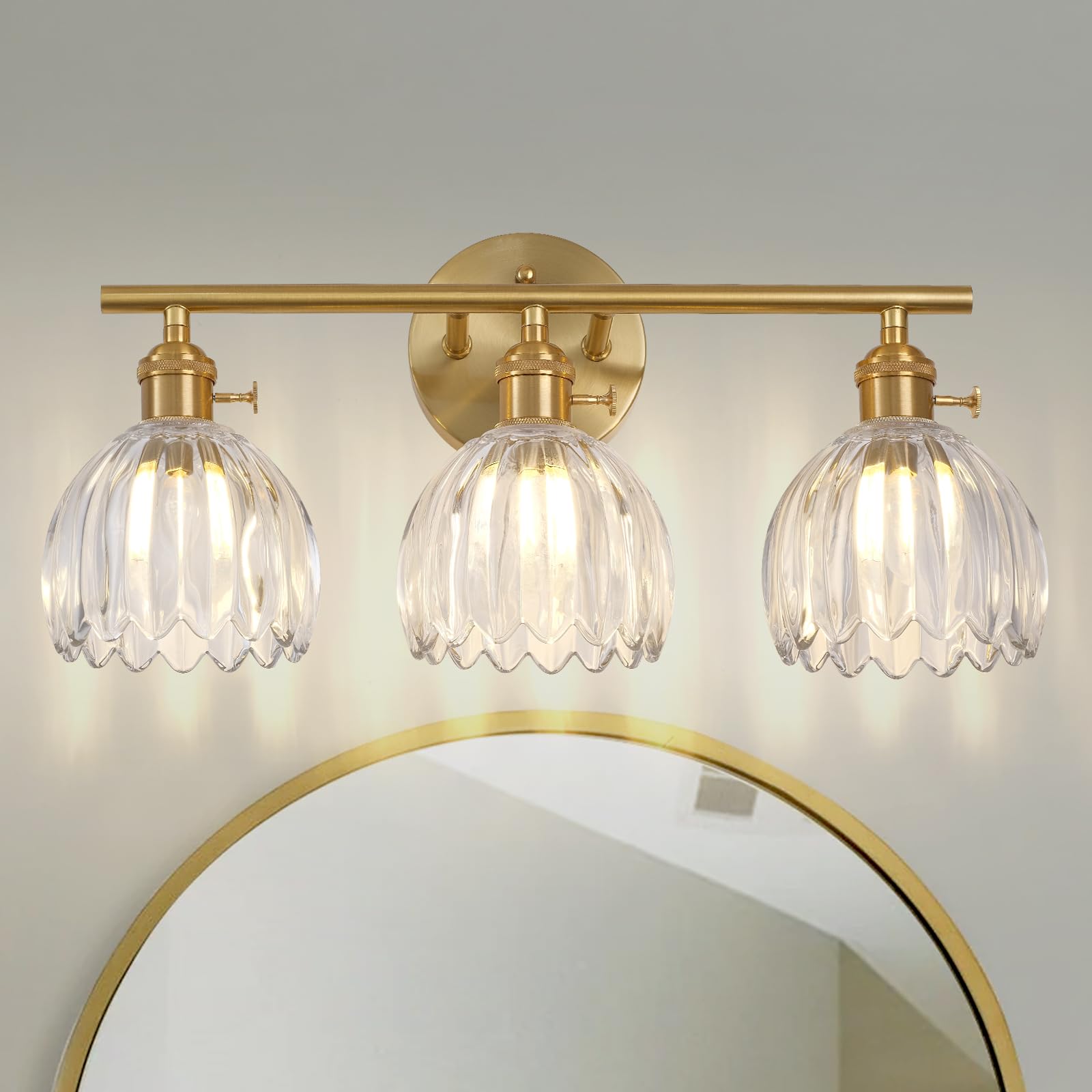 Matte Black 2 Light Bathroom Vanity Light,14.9in Modern Bathroom Lighting Fixtures Over Mirror with Clear Crystal Glass Shade,Vintage Vanity Lights for Bathroom Living Room Bedroom（not include bulbs)
