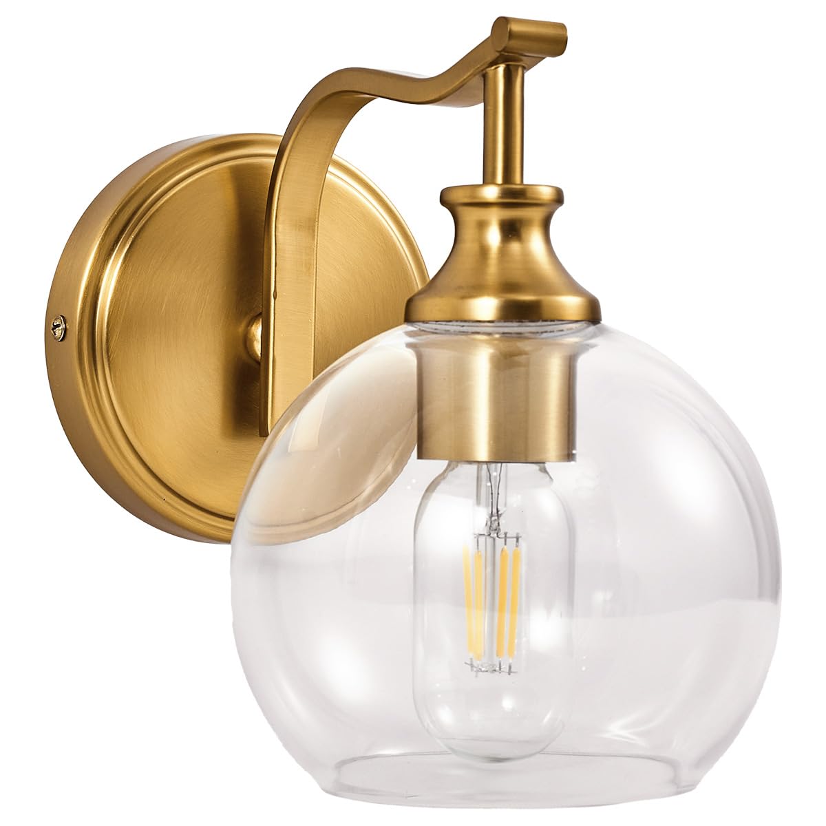 ANDY STAR 2 Light Bathroom Vanity Light, Matte Black Bathroom Light Fixtures, Modern Wall Sconce with Clear Globe Glass Shade, Farmhouse Wall Lamp for Bathroom, Living Room, Hallway, Cabinet, Porch