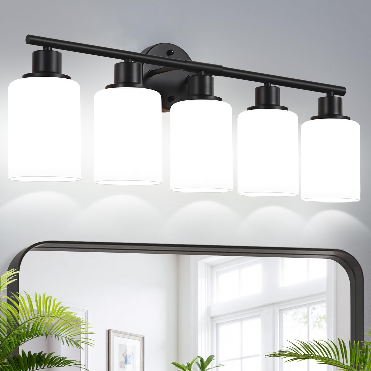 Zarbitta 3-Light Bathroom Light Fixtures, 17.23" Black Modern Vanity Lights with Clear Glass Shade, Bathroom Wall Lamp for Mirror Kitchen Living Room Hallway Cabinet Porch
