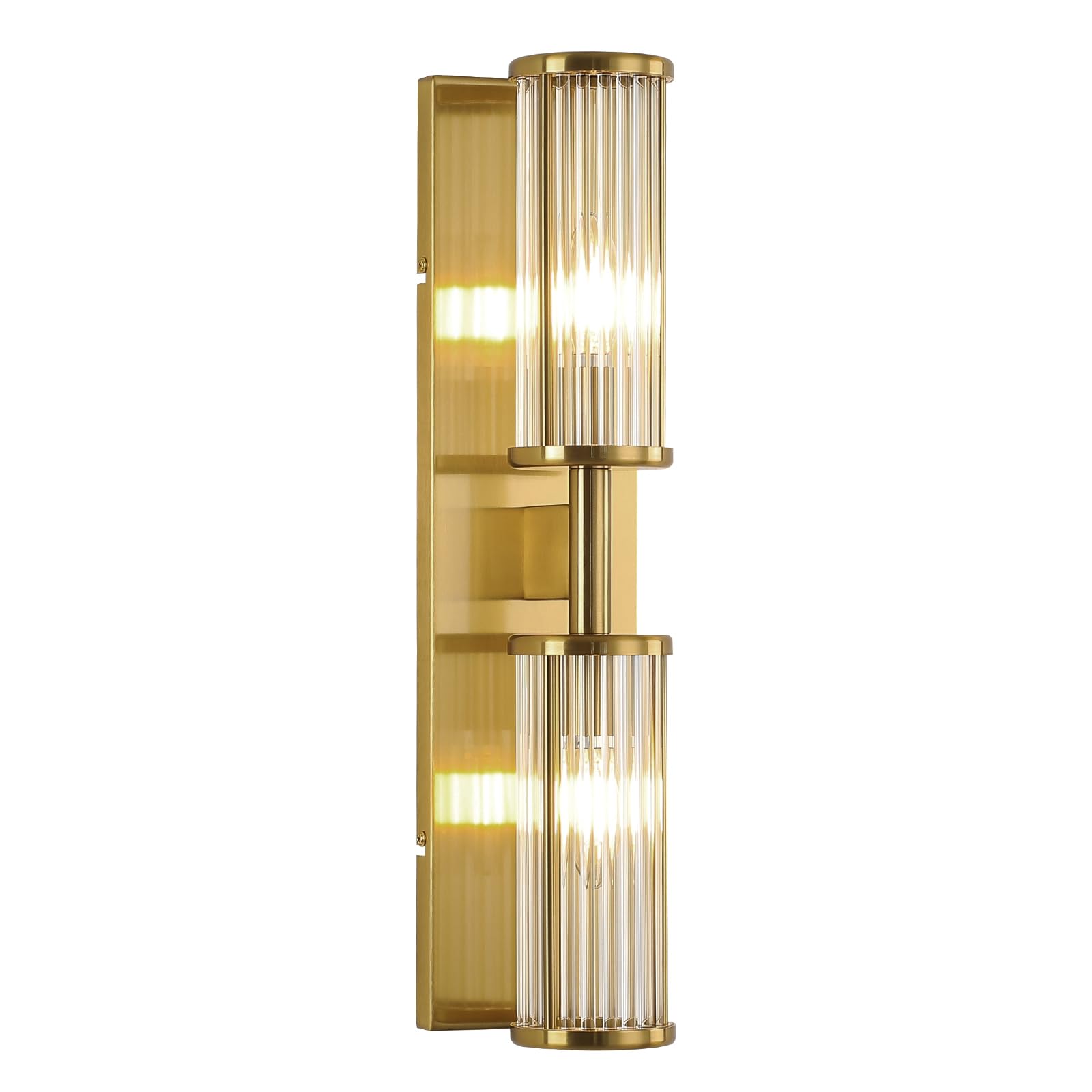 2-Light Modern Vanity Wall Lamp in Matte Black, Industrial Bathroom Lighting with Glass Rod Shades, Adjustable Modern Mirror Lights for Bedroom & Bathroom, Wall Sconce for Makeup Vanity