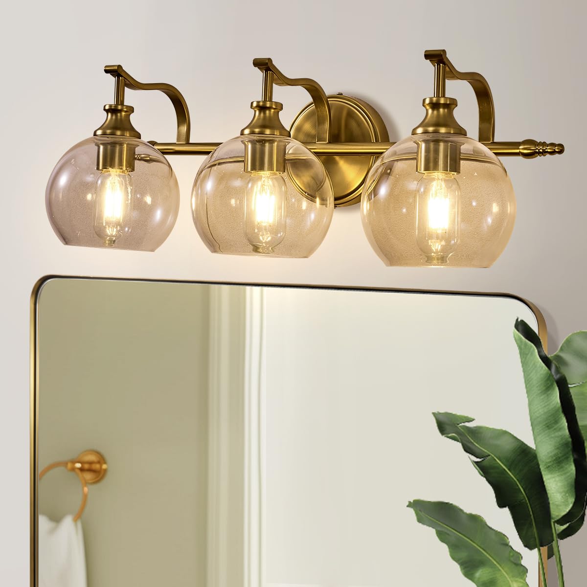 ANDY STAR 2 Light Bathroom Vanity Light, Matte Black Bathroom Light Fixtures, Modern Wall Sconce with Clear Globe Glass Shade, Farmhouse Wall Lamp for Bathroom, Living Room, Hallway, Cabinet, Porch