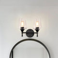 Matte Black 2-Light Modern Vanity Light with Clear Wine Glass Shades Contemporary Metal Dimmable