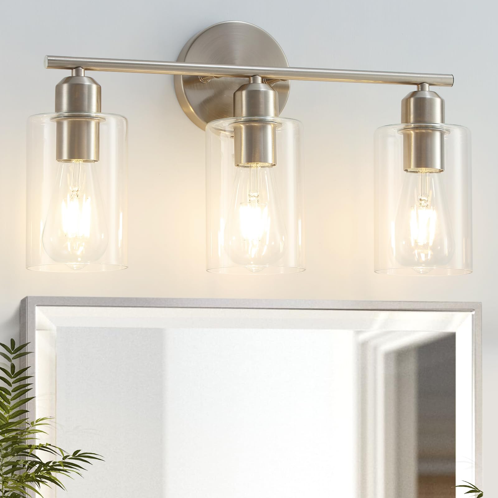 Modern Vanity Lights - Matte Black, Clear Glass Shade, Wall Sconce for Bathroom & Bedroom, 2 Pack