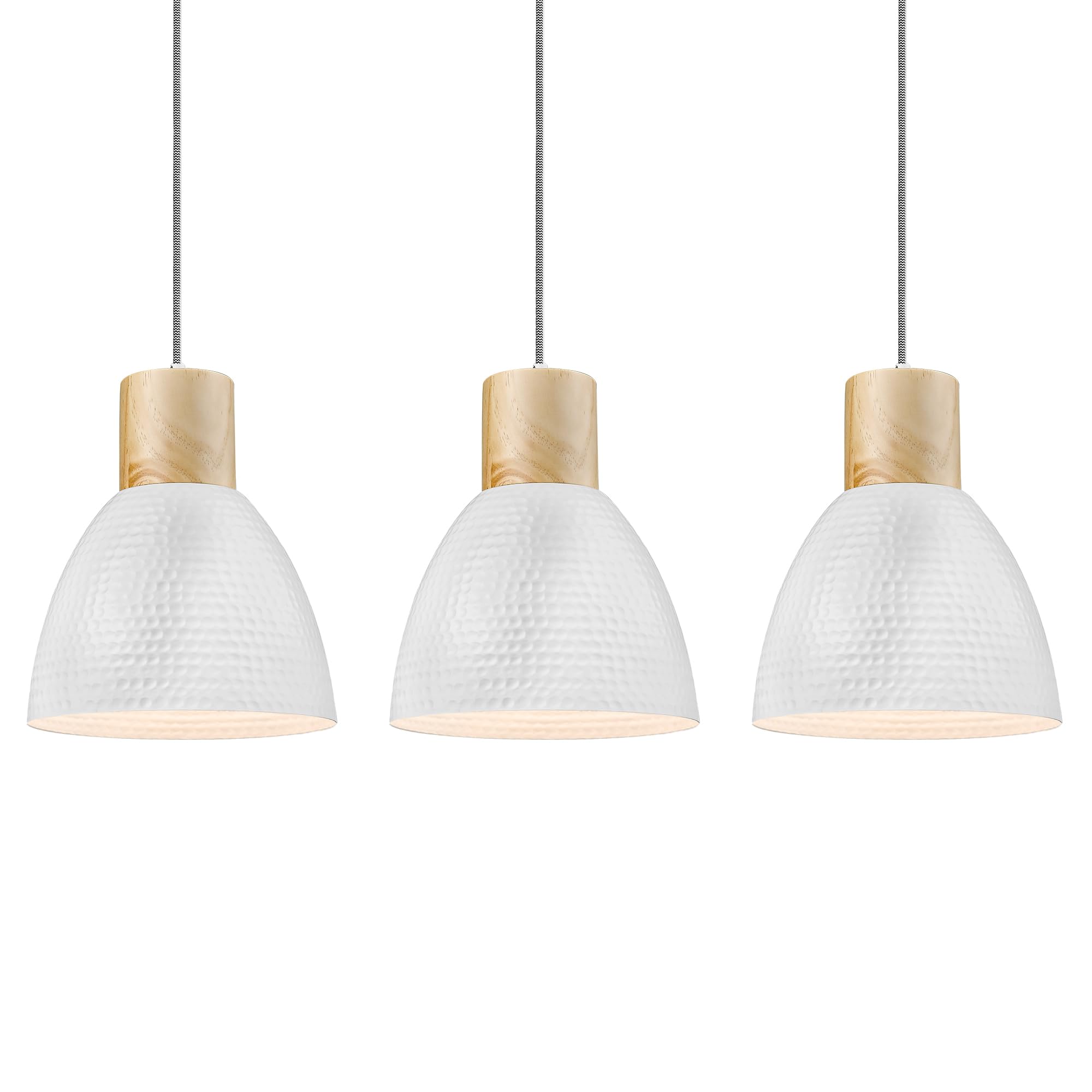 ELYONA Vintage Hammered Pendant Light Fixture, 7” Small Brushed Brass Metal Hanging Light Solid Wood Antique Gold Pendant Lamp for Kitchen Island, Farmhouse, Dining Room, Adjustable Height