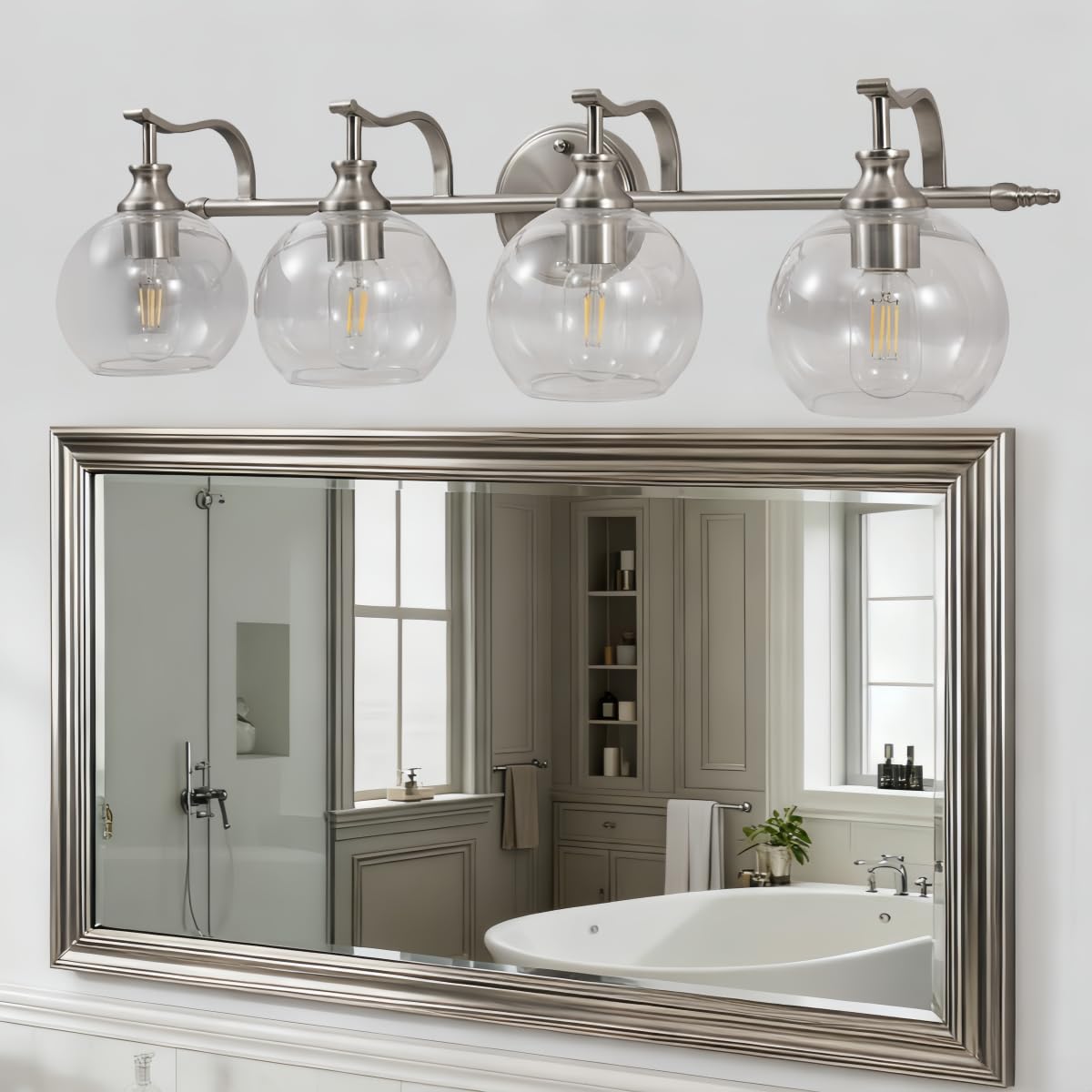 ANDY STAR 2 Light Bathroom Vanity Light, Matte Black Bathroom Light Fixtures, Modern Wall Sconce with Clear Globe Glass Shade, Farmhouse Wall Lamp for Bathroom, Living Room, Hallway, Cabinet, Porch