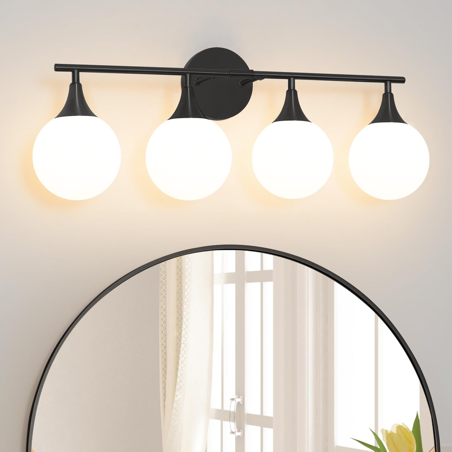Daunton Modern Matte Black Bathroom Vanity Light - Energy Efficient G9 Base Bathroom Lighting Fixtures Over Mirror, Anti-Glare 14.2 Inch Soft Illumination for Makeup & Shaving, Stylish and Affordable