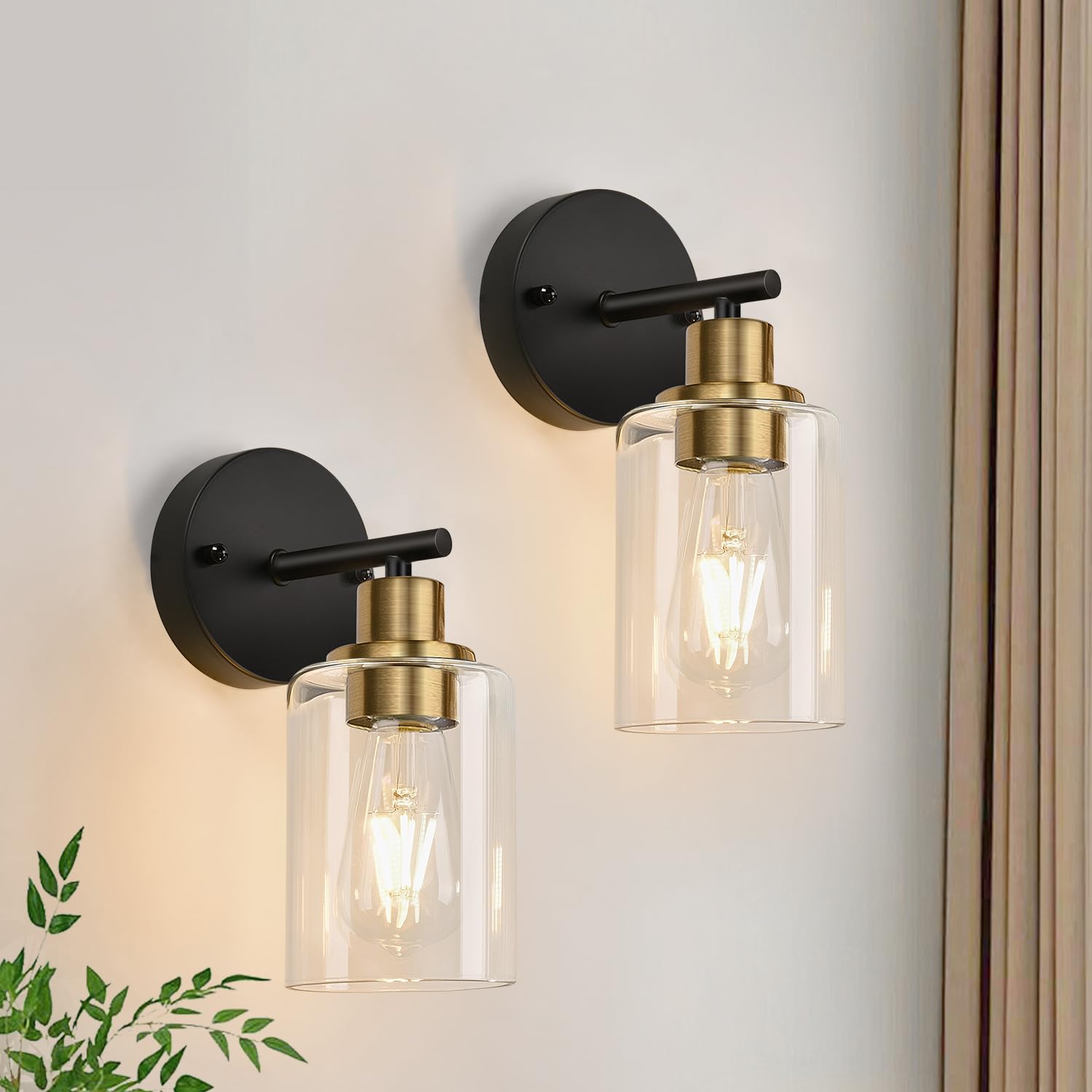 Zarbitta 3-Light Bathroom Light Fixtures, 17.23" Black Modern Vanity Lights with Clear Glass Shade, Bathroom Wall Lamp for Mirror Kitchen Living Room Hallway Cabinet Porch