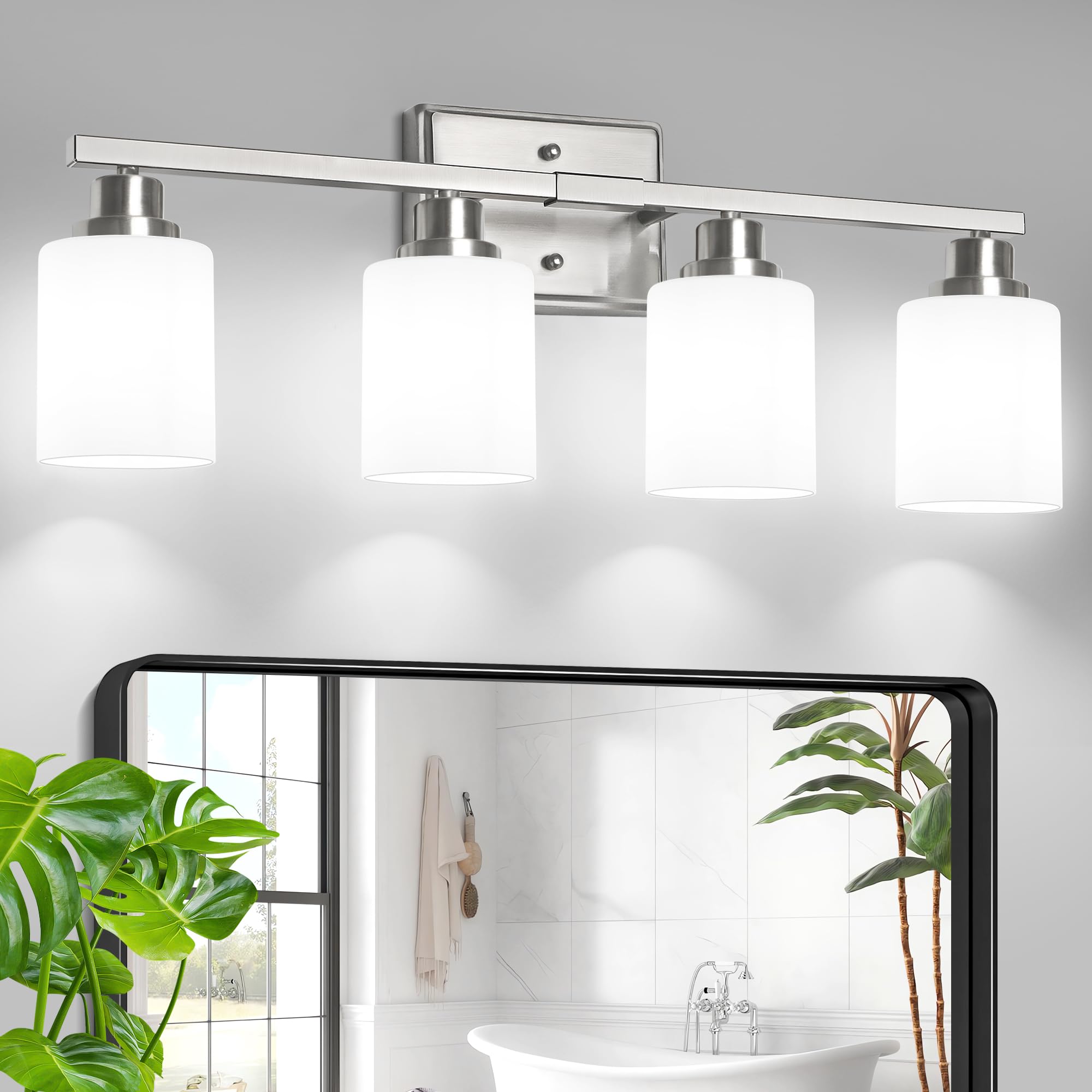 Unicozin 3 Light Bathroom Light Fixtures, Modern Vanity Lights Over Mirror, Black Wall Lamp with Clear Glass for Living Room Cabinet Bedroom Porch