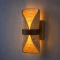 Boho Rattan Wall Sconces with Brown Leather Strap,Handmade Woven Wall Lamp with Wood Grain Base＆G9 Bulb, Rustic Hardwired Wall Lights for Living Room Bedside Hallway