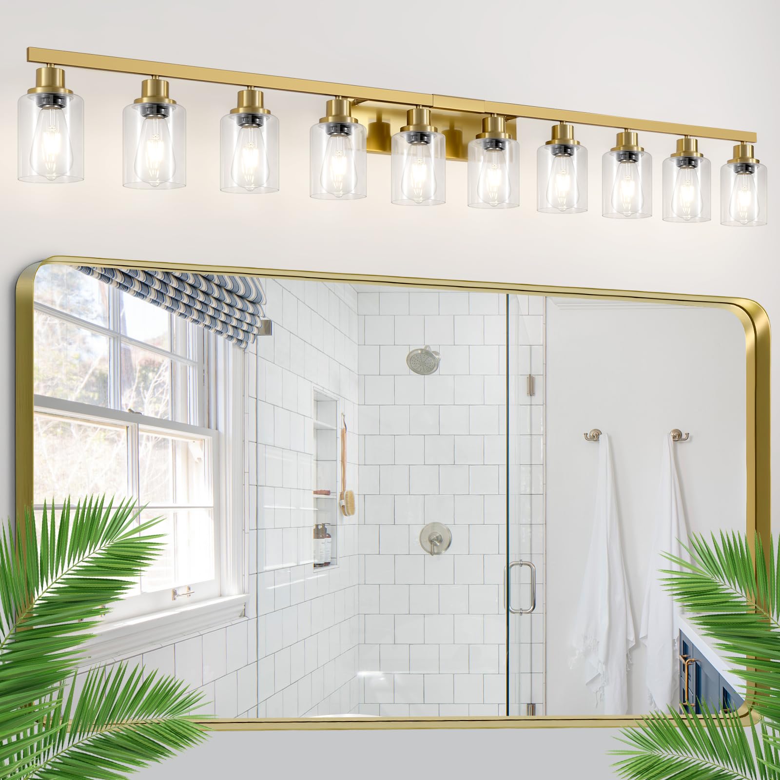 4-Light Bathroom Vanity Light, Modern Matte Black Wall Sconce Lighting with Clear Glass Shade, Bathroom Lighting Fixtures Over Mirror,Vintage Wall Mounted Lamps for Mirror Bedroom,Living Room