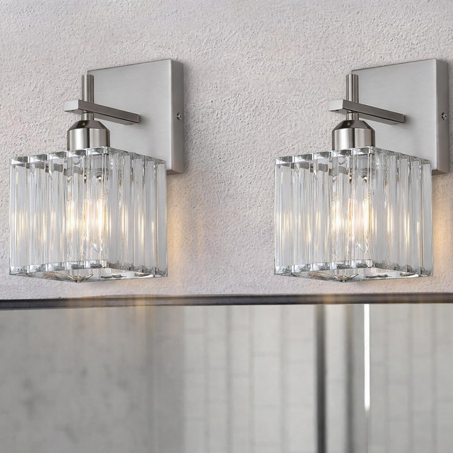 Modern Crystal Bathroom Vanity Lights, 3-Lights Matte Black Bathroom Light Fixtures Over Mirror,Wall Lamp for Living Room Hallway Cabinet
