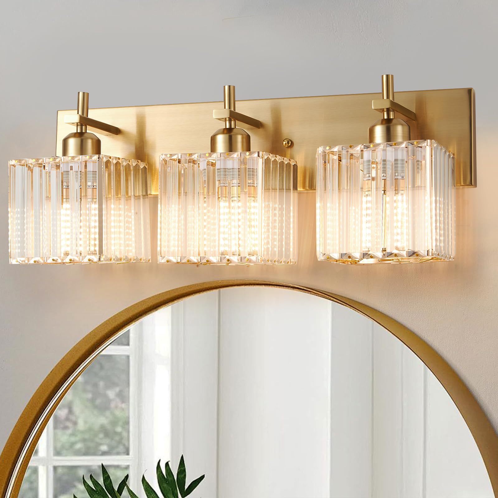 Modern Crystal Bathroom Vanity Lights, 3-Lights Matte Black Bathroom Light Fixtures Over Mirror,Wall Lamp for Living Room Hallway Cabinet