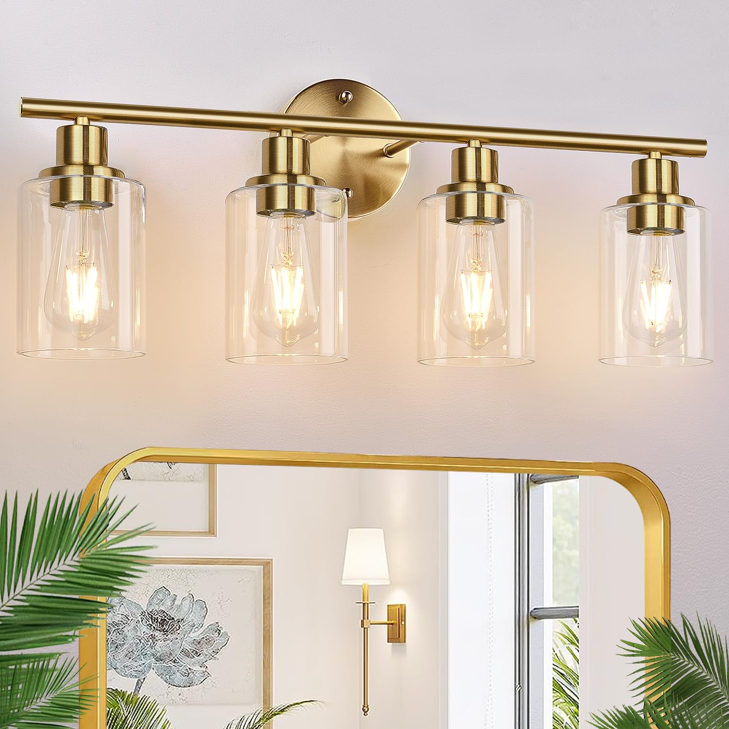 Zarbitta 3-Light Bathroom Light Fixtures, 17.23" Black Modern Vanity Lights with Clear Glass Shade, Bathroom Wall Lamp for Mirror Kitchen Living Room Hallway Cabinet Porch
