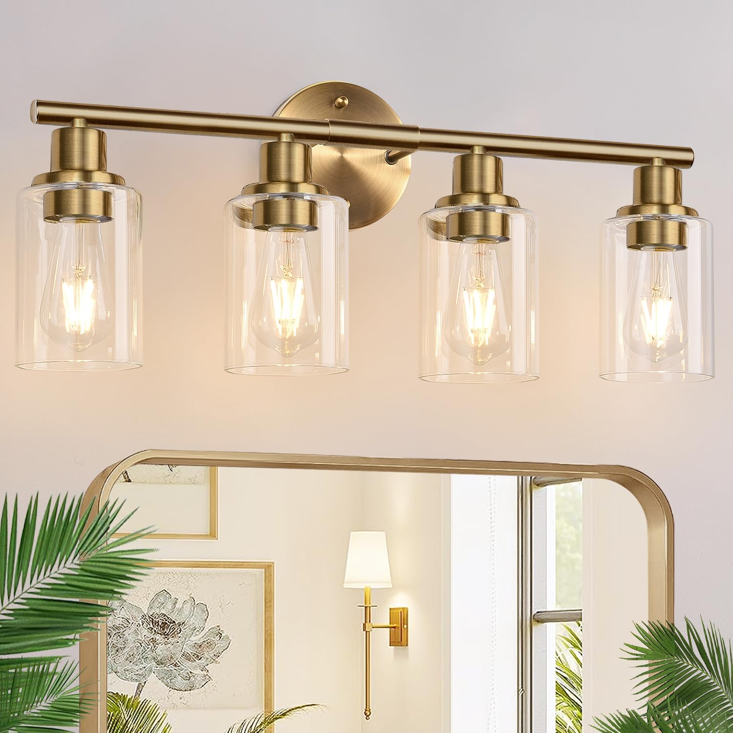 Zarbitta 3-Light Bathroom Light Fixtures, 17.23" Black Modern Vanity Lights with Clear Glass Shade, Bathroom Wall Lamp for Mirror Kitchen Living Room Hallway Cabinet Porch