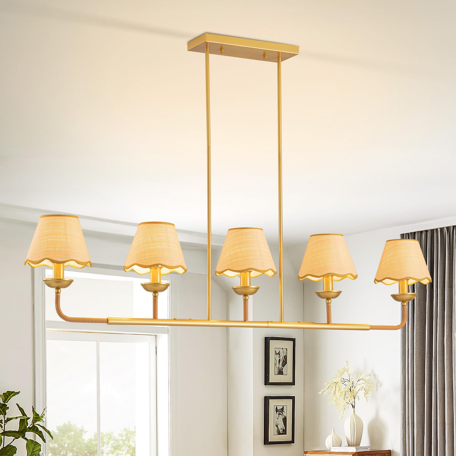 Rattan Wall Sconce,Boho Hand-Woven Gold Wall Light,Rustic Modern Rattan Sconce Lighting,Gold Plug in Wall Lights for Living Room,Bedroom,Hallway,Vanity,1-Light