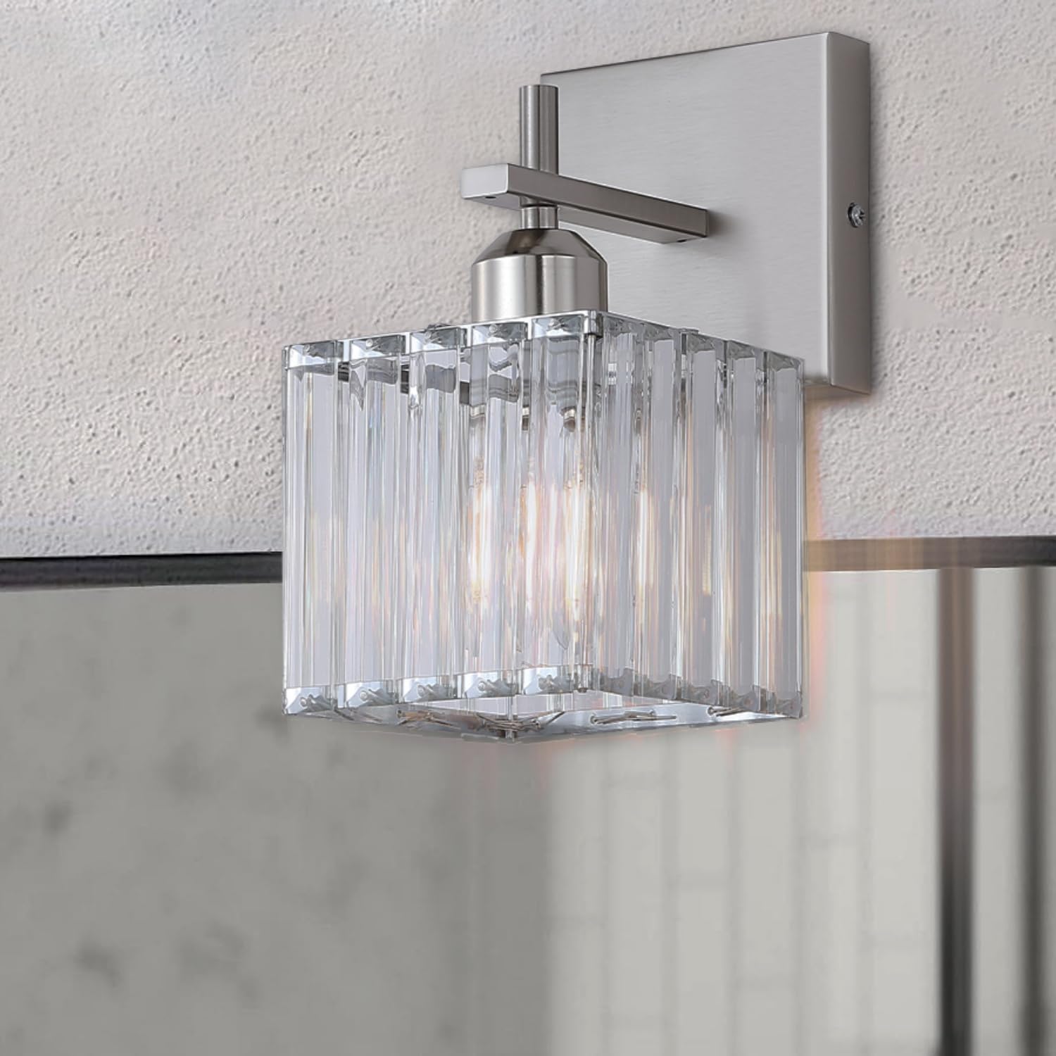 Modern Crystal Bathroom Vanity Lights, 3-Lights Matte Black Bathroom Light Fixtures Over Mirror,Wall Lamp for Living Room Hallway Cabinet
