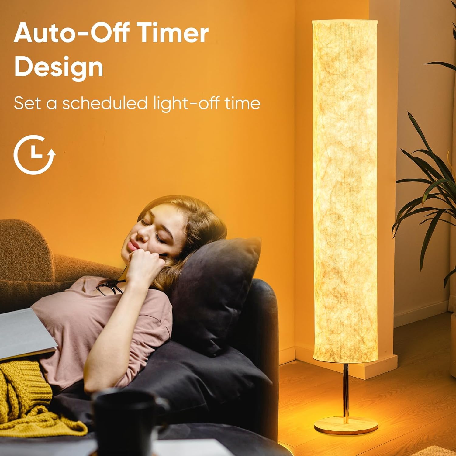 LONRISWAY 58" Soft Light Floor Lamp 3 Color Lighting Remote Control LED lamp with Tyvek Fabric Shade Column Paper Floor lamp,Brightness Adjustable for Living Room Bedroom Game Room