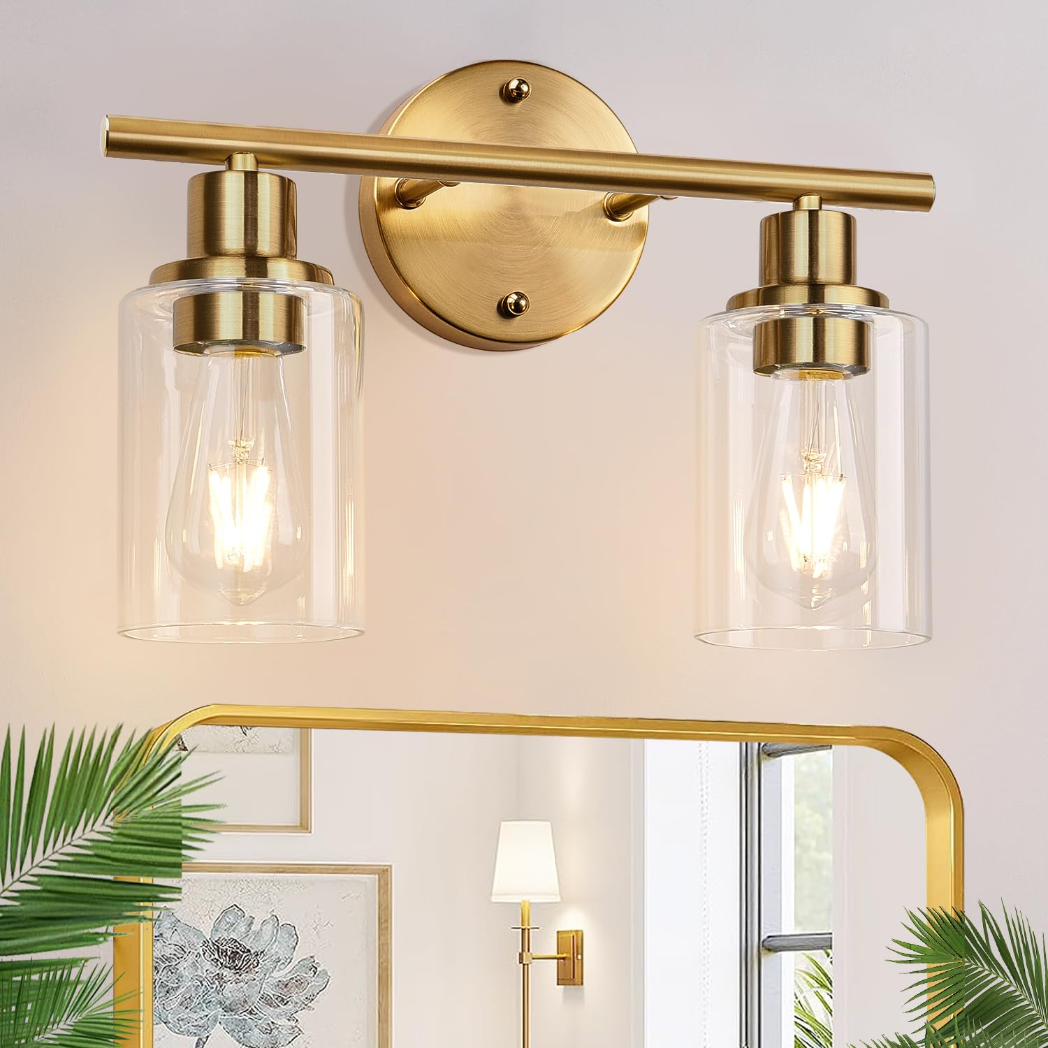 Zarbitta 3-Light Bathroom Light Fixtures, 17.23" Black Modern Vanity Lights with Clear Glass Shade, Bathroom Wall Lamp for Mirror Kitchen Living Room Hallway Cabinet Porch