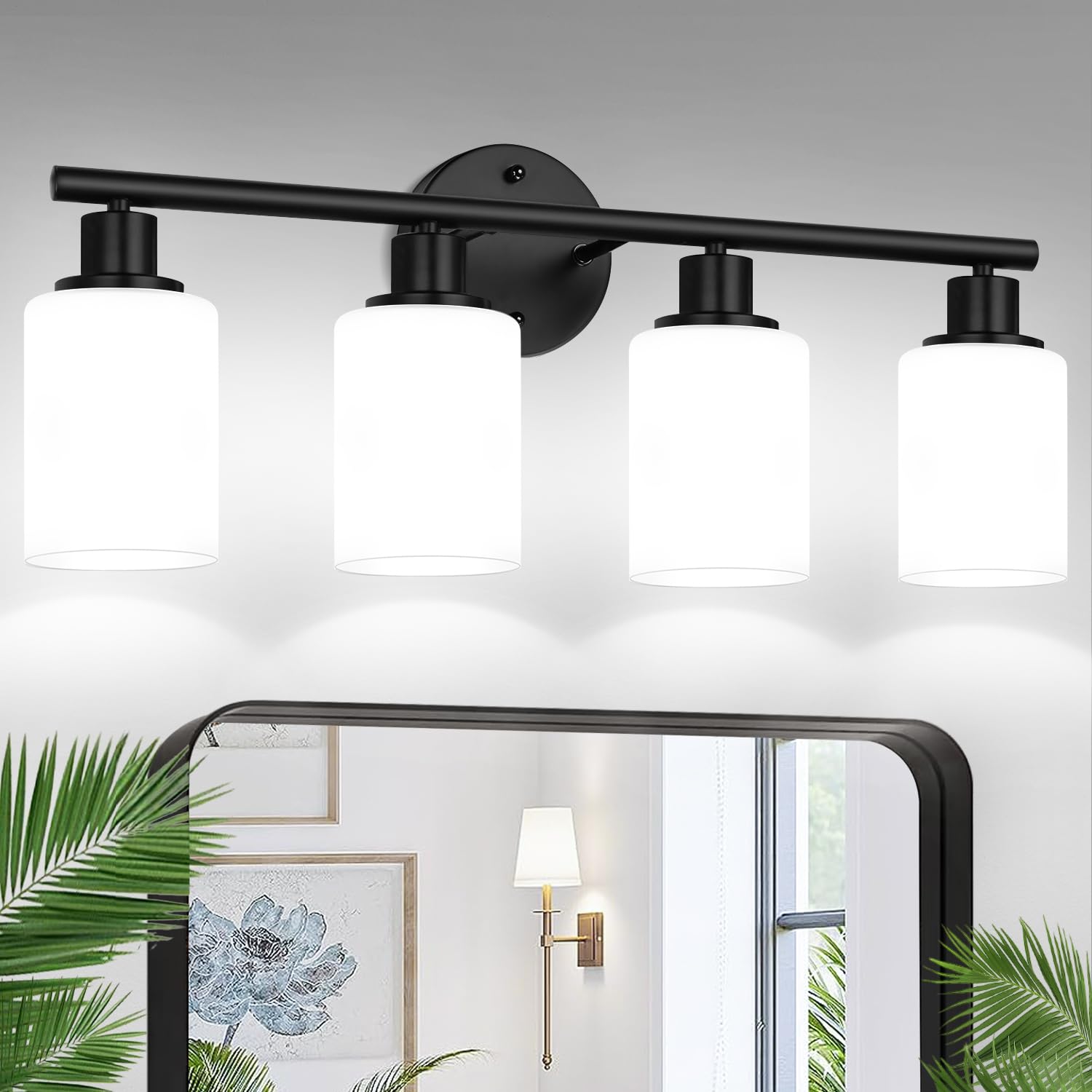 Zarbitta 3-Light Bathroom Light Fixtures, 17.23" Black Modern Vanity Lights with Clear Glass Shade, Bathroom Wall Lamp for Mirror Kitchen Living Room Hallway Cabinet Porch
