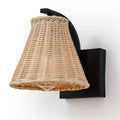 Boho Rattan Wall Sconce Set of Two, Wrapped Wall Light Fixtures with Hand Woven Wicker Lamp Shade, Farmhouse Rustic Indoor Wall Mount Lighting Fixture for Bedroom Bedside Living Room Hallway Bathroom